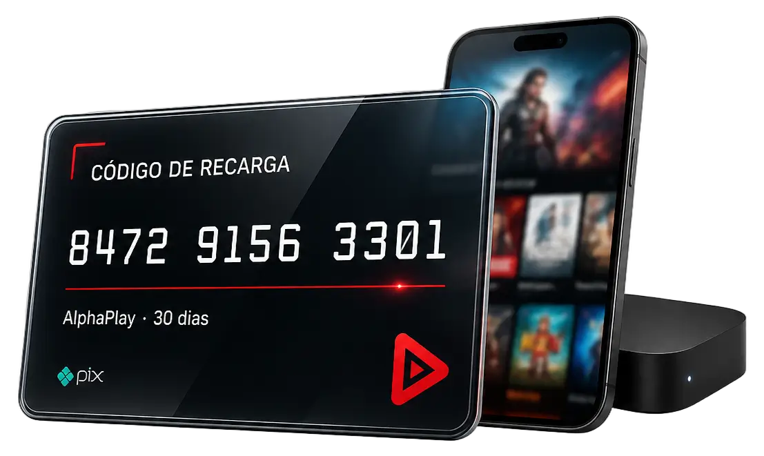 Recarga AlphaPlay via Pix — código de ativação digital