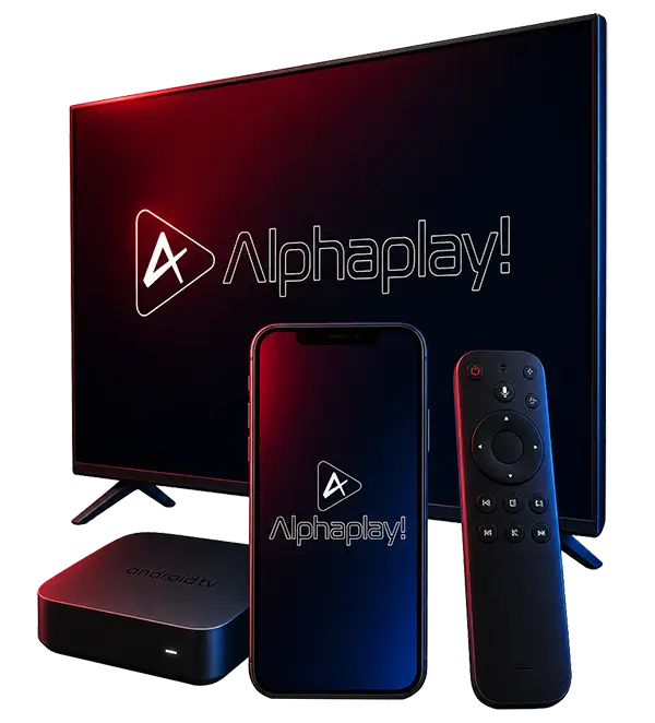 AlphaPlay na TV, celular, TV Box e controle remoto